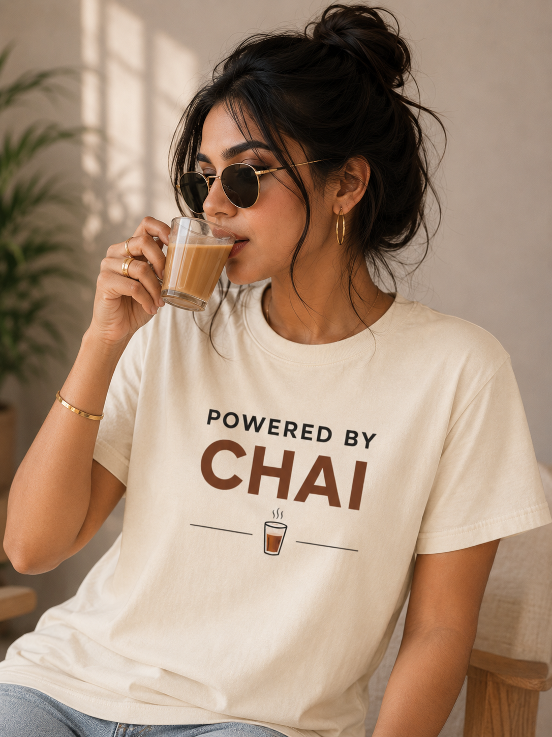 Powered by Chai — Front View | The Karigar Creations
