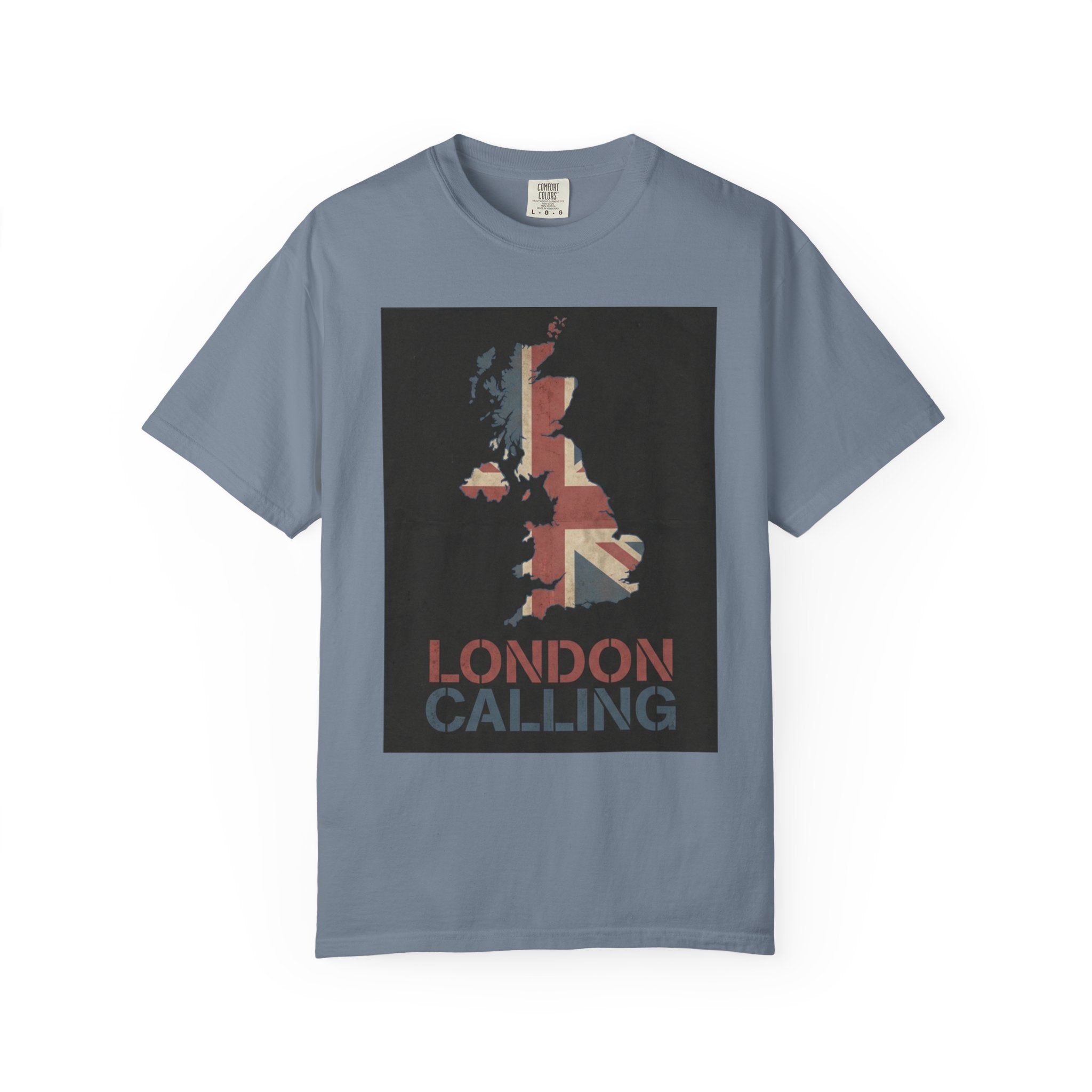 London Calling T-Shirt – UK Map Graphic Tee, Union Jack Vintage Shirt, British Streetwear Unisex Graphic Tee