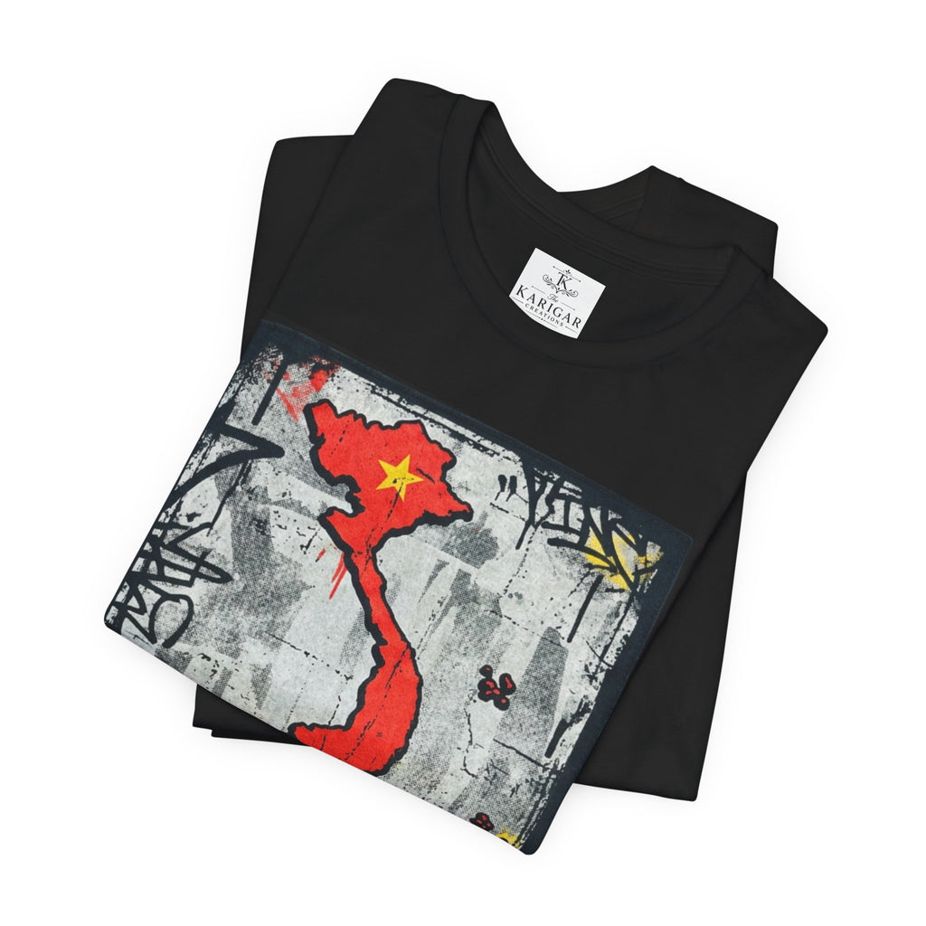 Xin Chao Vietnam T-Shirt Vietnam Map Graffiti Design Asian Travel Tee Vietnam Shirt Streetwear Graphic Unisex Gift