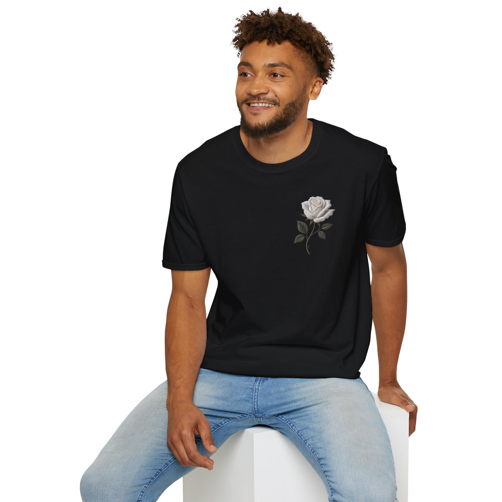 White Rose Chest T Shirt Minimal Floral Tee Rose Graphic Shirt Aesthetic Flower Shirt Simple Botanical Tee Unisex