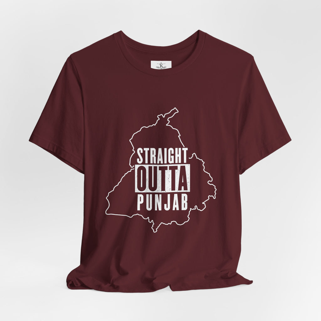 Straight Outta Punjab T-Shirt – Punjabi Pride Graphic Tee, Punjab Map Typography Shirt, Desi Streetwear Unisex Graphic Tee