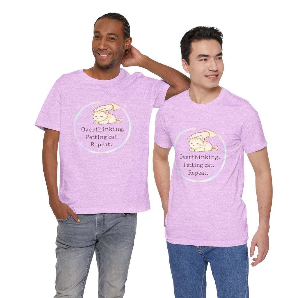 Funny Cat Lover Shirt Overthinking Petting Cat Repeat Cute Sleeping Cat Tee Gift for Cat Lovers