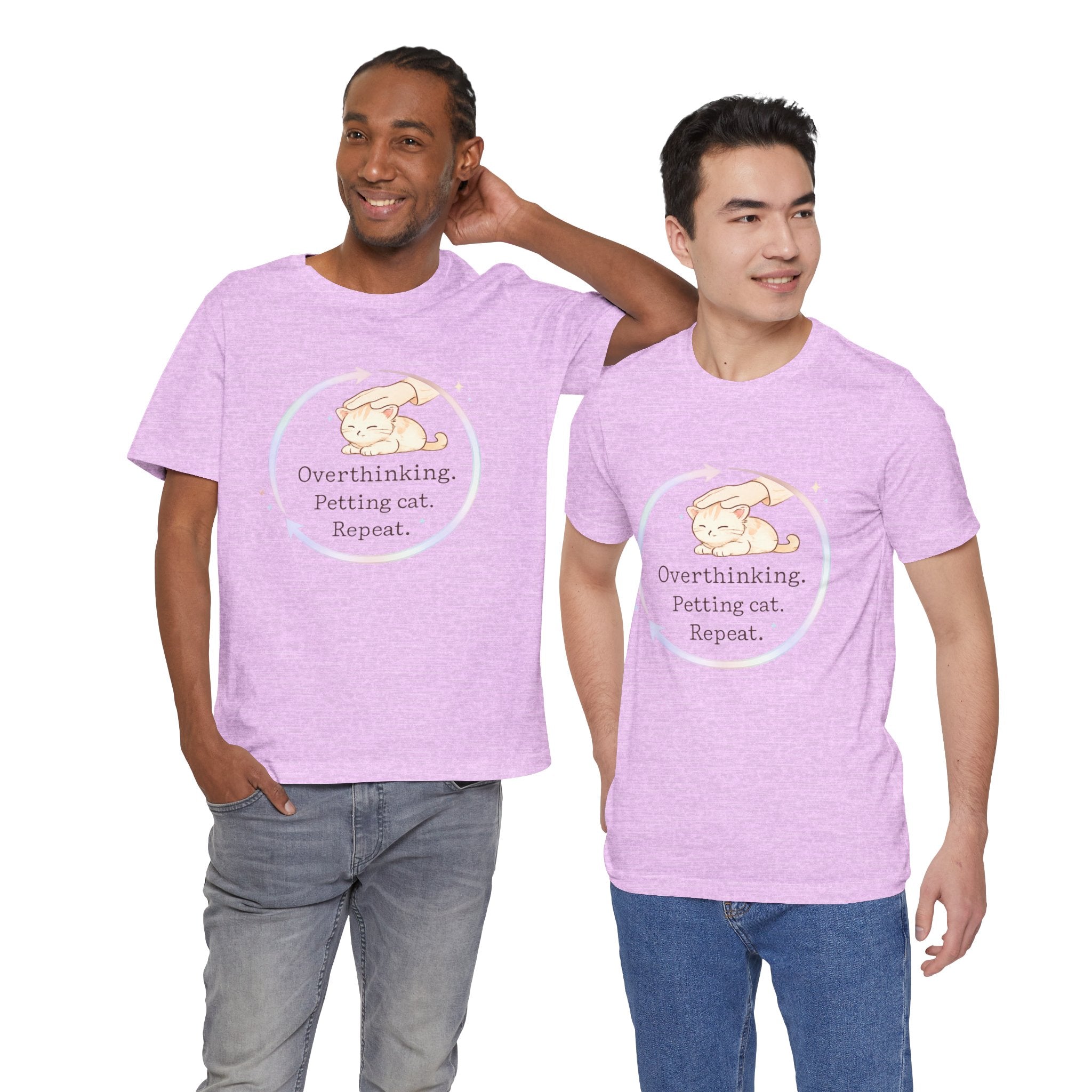 Funny Cat Lover Shirt Overthinking Petting Cat Repeat Cute Sleeping Cat Tee Gift for Cat Lovers