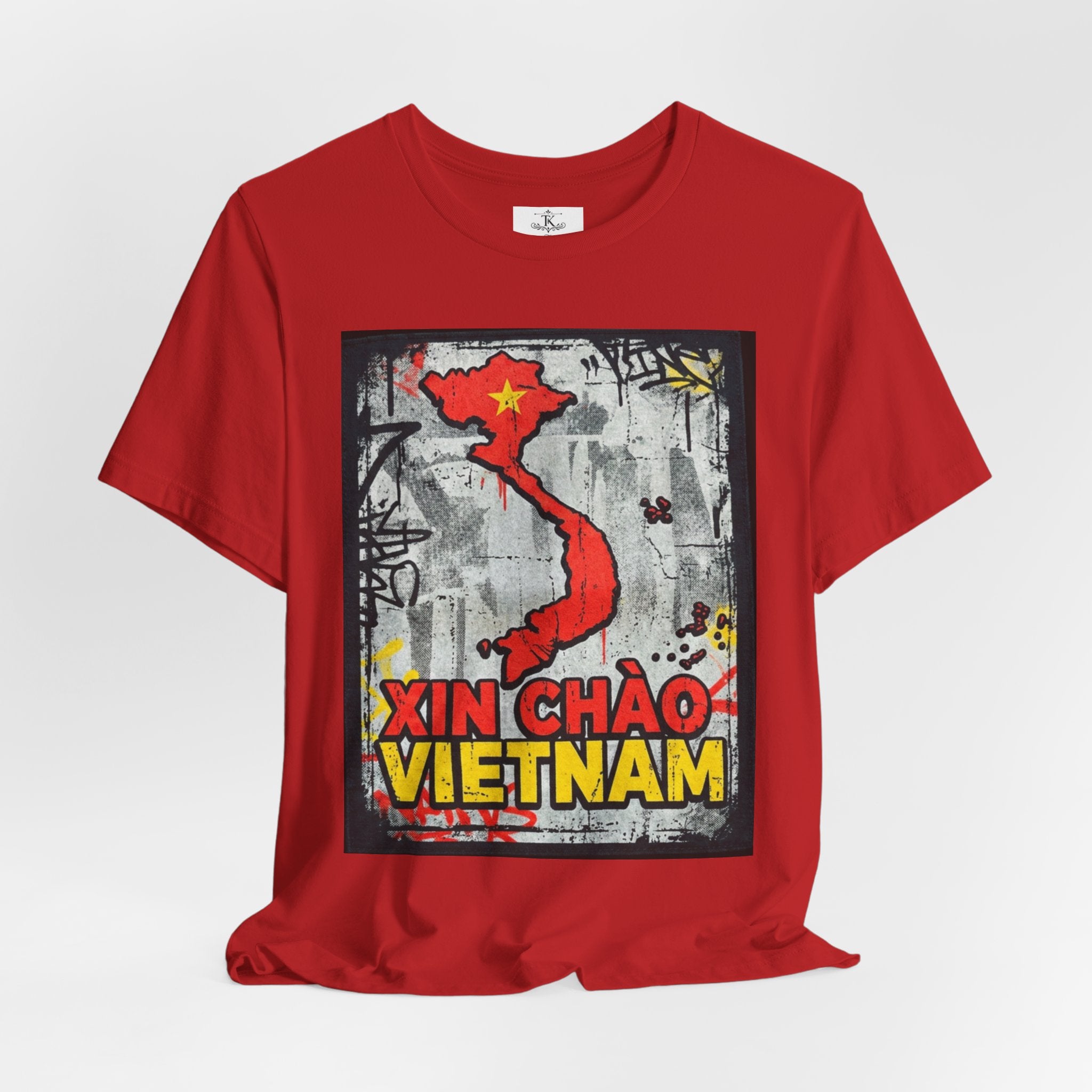 Xin Chao Vietnam T-Shirt Vietnam Map Graffiti Design Asian Travel Tee Vietnam Shirt Streetwear Graphic Unisex Gift