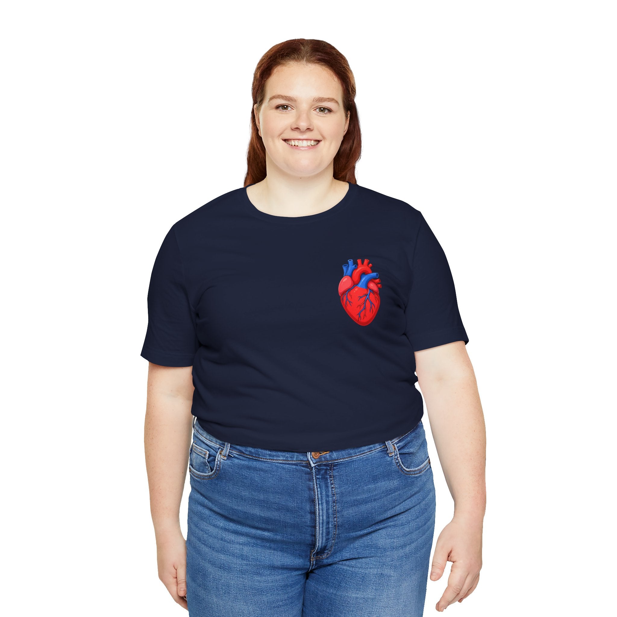 Anatomical Heart Chest Pocket T Shirt Red Blue Heart Tee Medical Heart Graphic Shirt