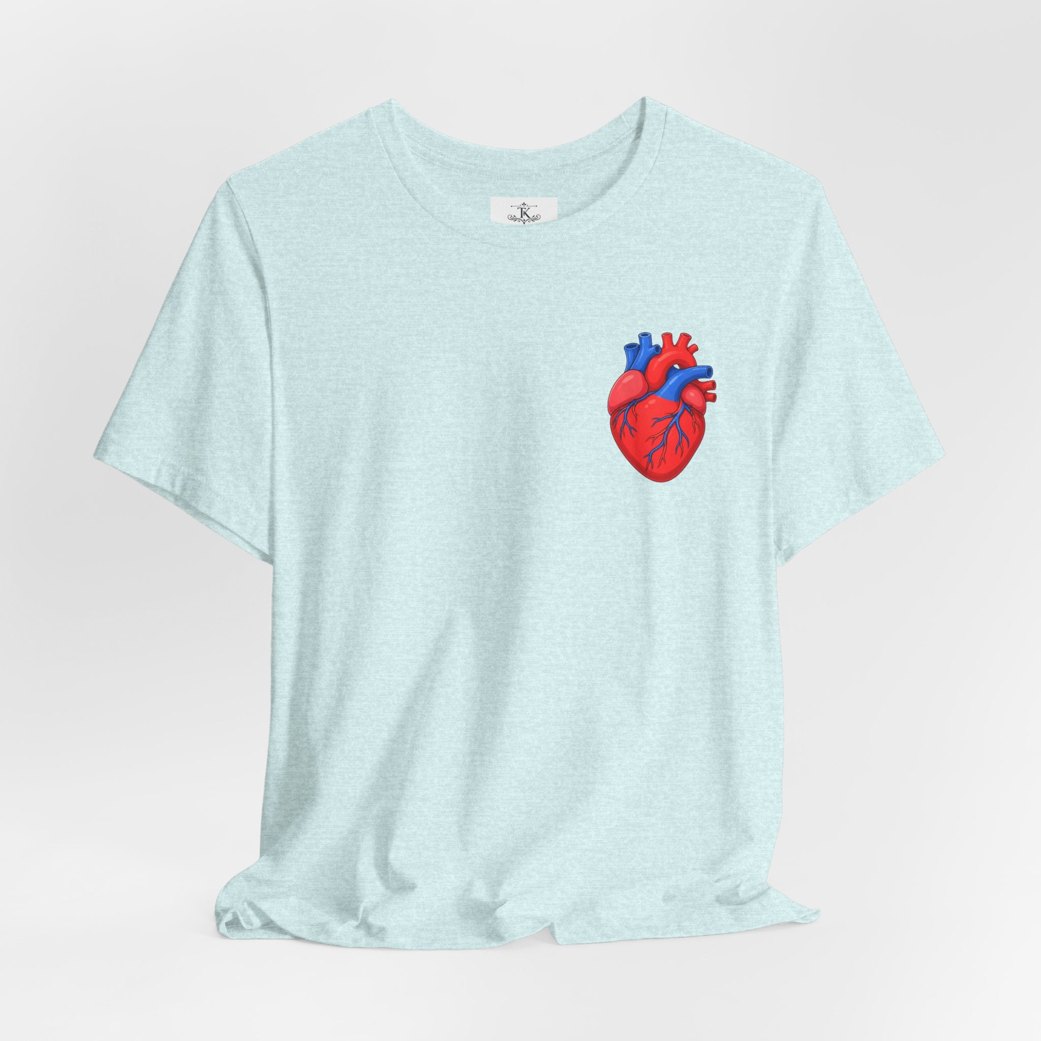 Anatomical Heart Chest Pocket T Shirt Red Blue Heart Tee Medical Heart Graphic Shirt