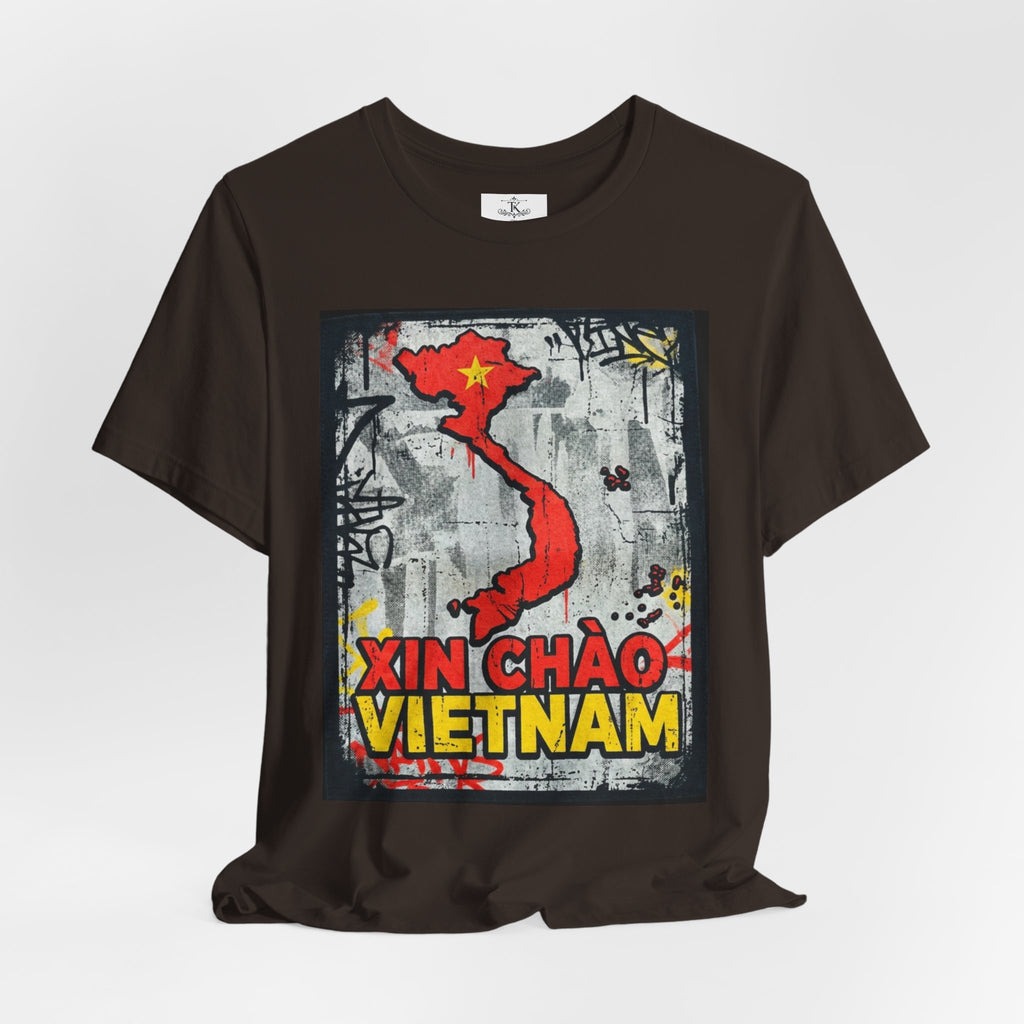 Xin Chao Vietnam T-Shirt Vietnam Map Graffiti Design Asian Travel Tee Vietnam Shirt Streetwear Graphic Unisex Gift