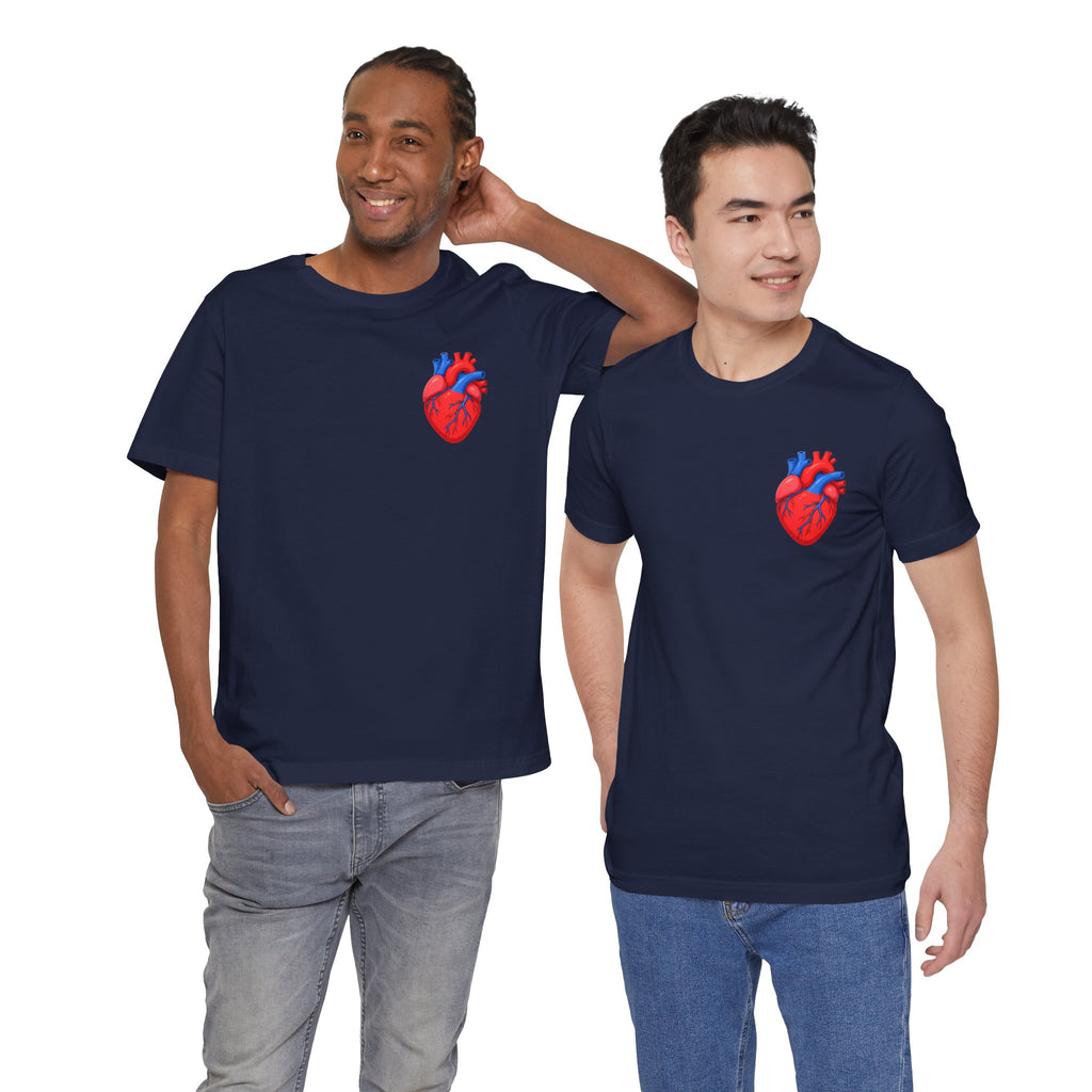 Anatomical Heart Chest Pocket T Shirt Red Blue Heart Tee Medical Heart Graphic Shirt