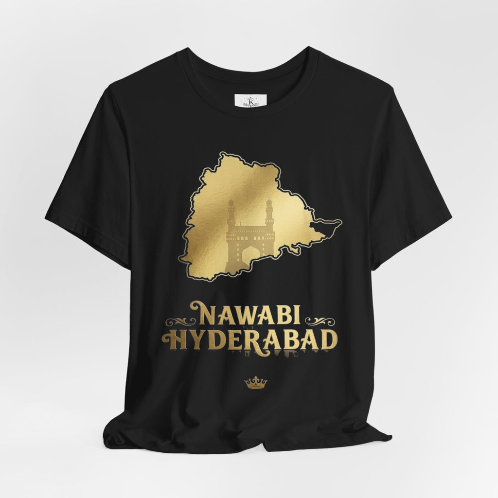 Nawabi Hyderabad T-Shirt Gold Map Graphic Tee Hyderabad Shirt Charminar Design Telangana Pride Unisex Gift