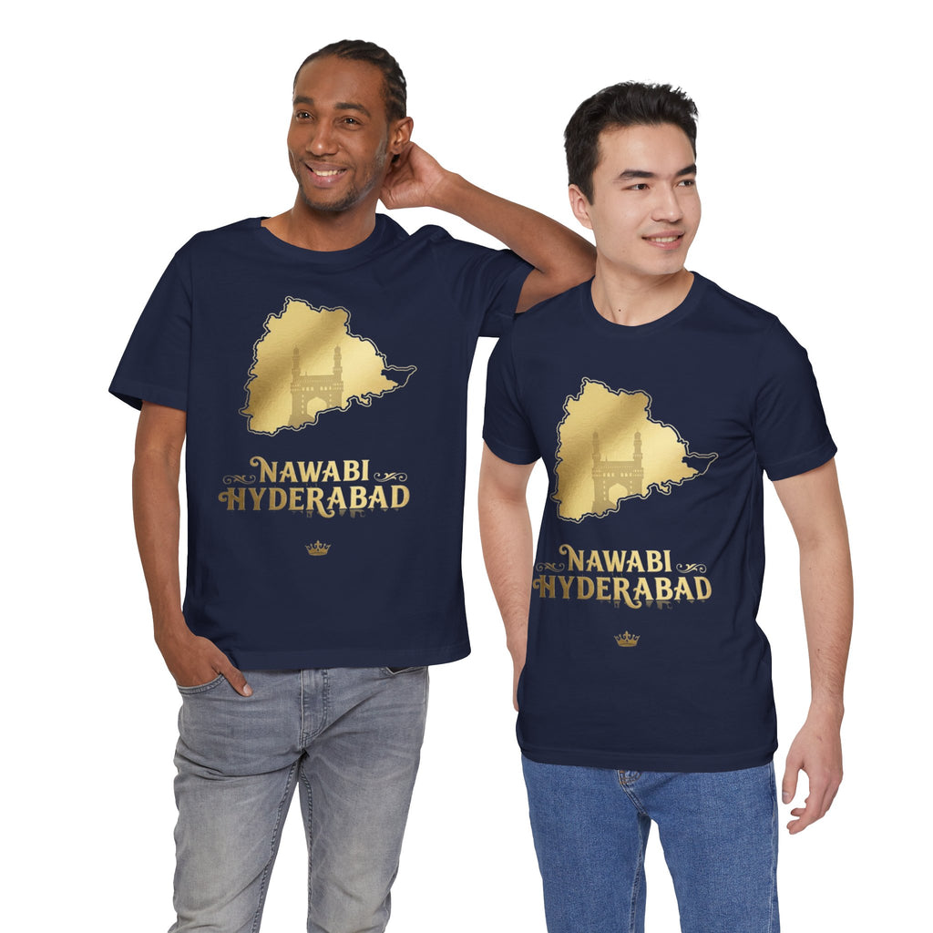 Nawabi Hyderabad T-Shirt Gold Map Graphic Tee Hyderabad Shirt Charminar Design Telangana Pride Unisex Gift