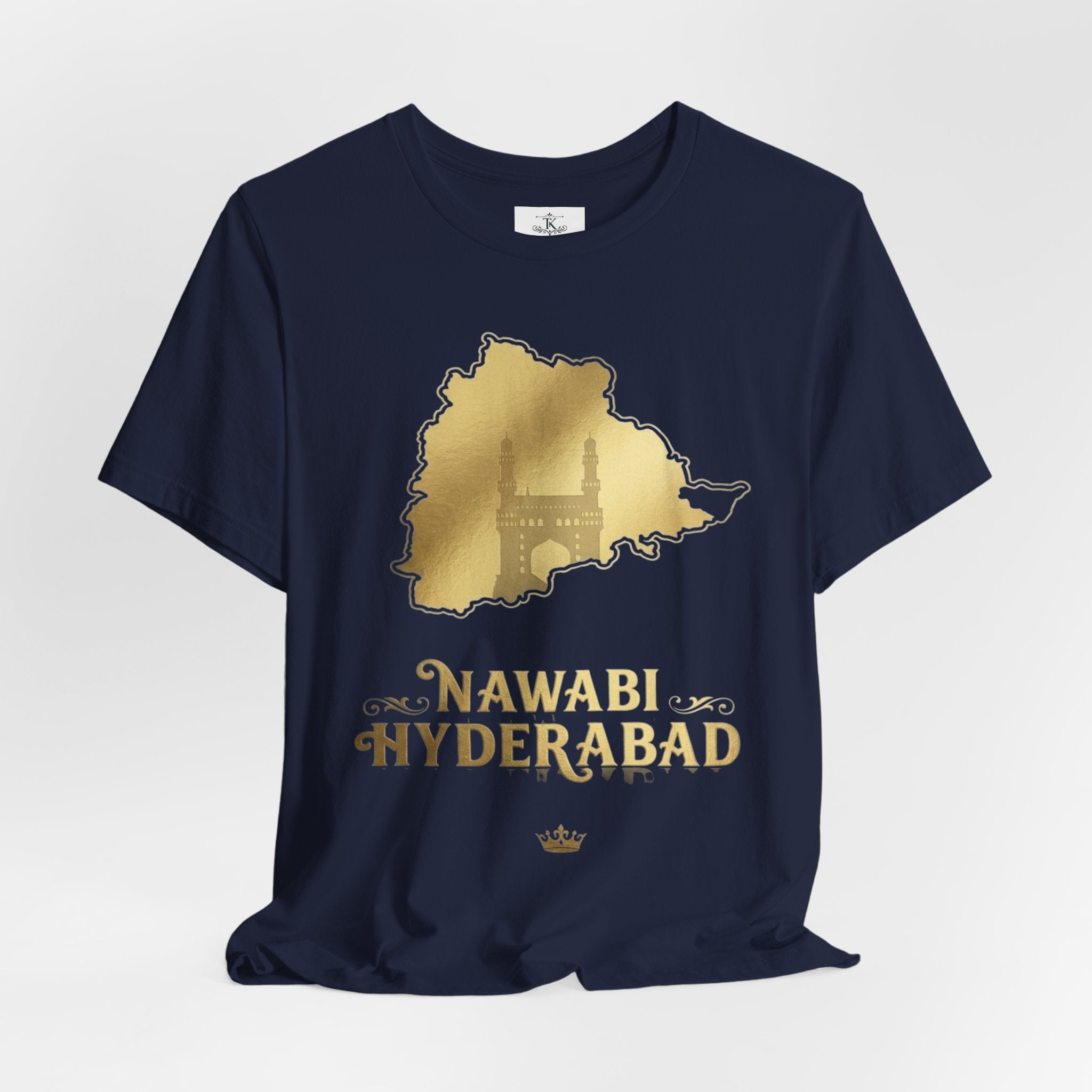 Nawabi Hyderabad T-Shirt Gold Map Graphic Tee Hyderabad Shirt Charminar Design Telangana Pride Unisex Gift