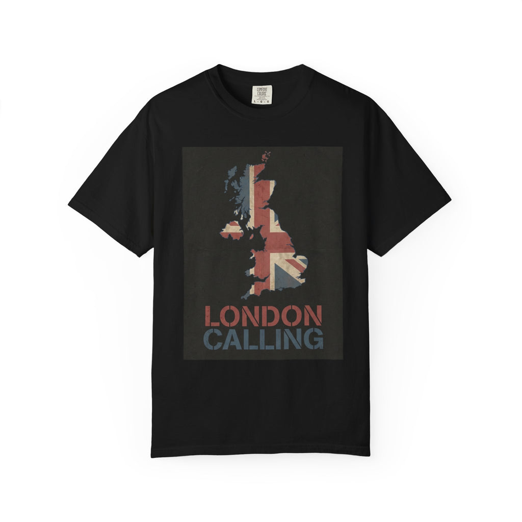 London Calling T-Shirt – UK Map Graphic Tee, Union Jack Vintage Shirt, British Streetwear Unisex Graphic Tee