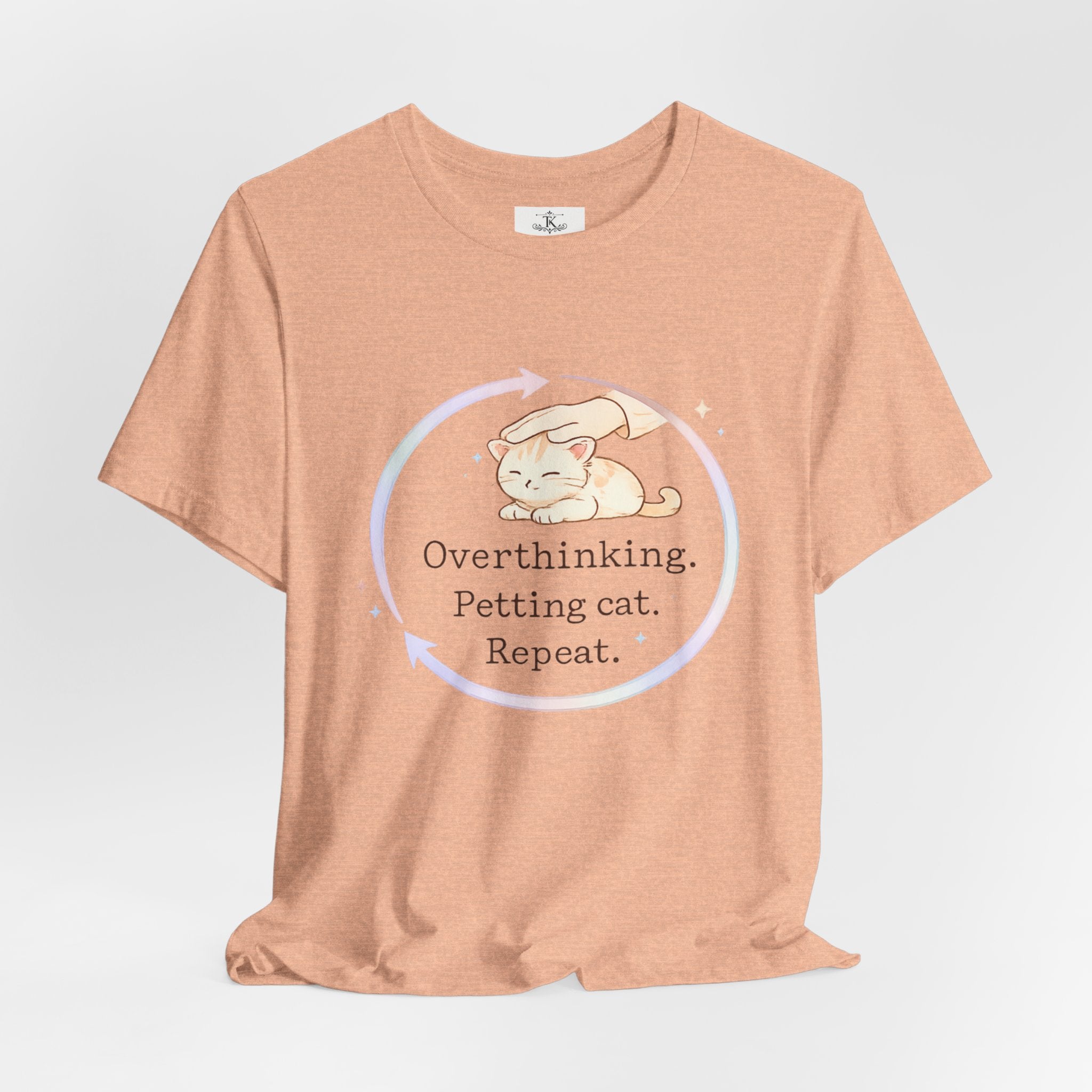Funny Cat Lover Shirt Overthinking Petting Cat Repeat Cute Sleeping Cat Tee Gift for Cat Lovers