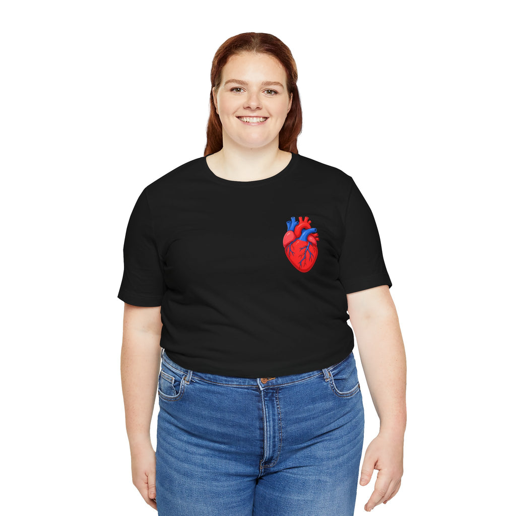 Anatomical Heart Chest Pocket T Shirt Red Blue Heart Tee Medical Heart Graphic Shirt