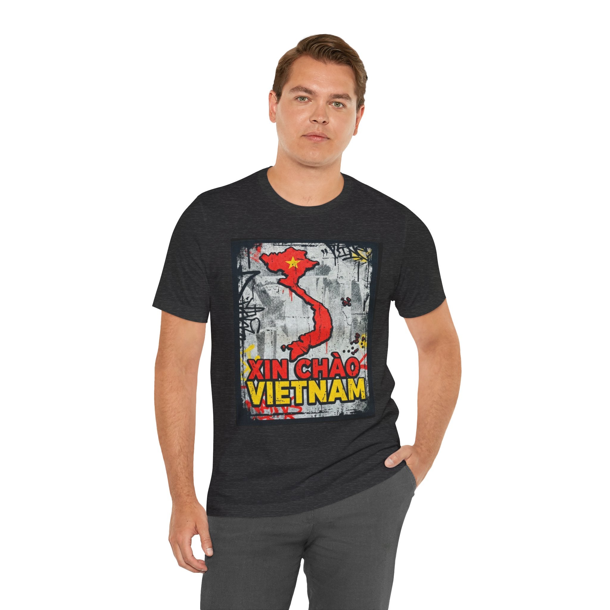Xin Chao Vietnam T-Shirt Vietnam Map Graffiti Design Asian Travel Tee Vietnam Shirt Streetwear Graphic Unisex Gift