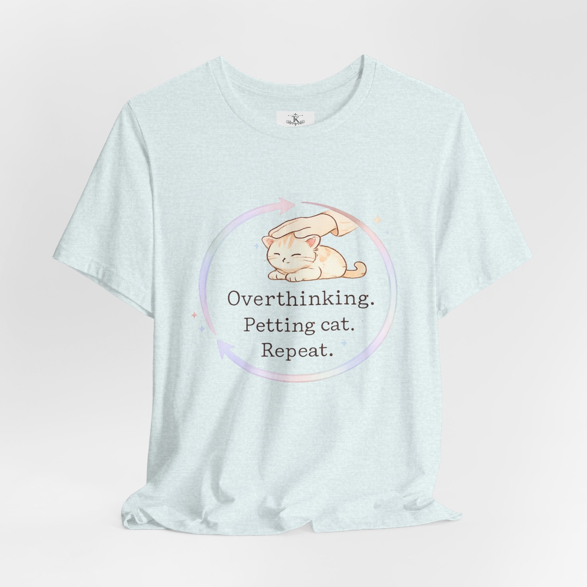 Funny Cat Lover Shirt Overthinking Petting Cat Repeat Cute Sleeping Cat Tee Gift for Cat Lovers