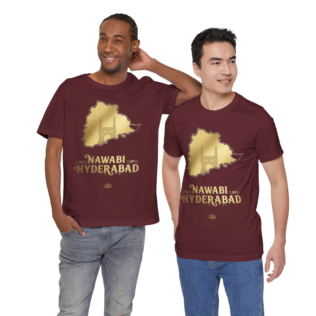 Nawabi Hyderabad T-Shirt Gold Map Graphic Tee Hyderabad Shirt Charminar Design Telangana Pride Unisex Gift