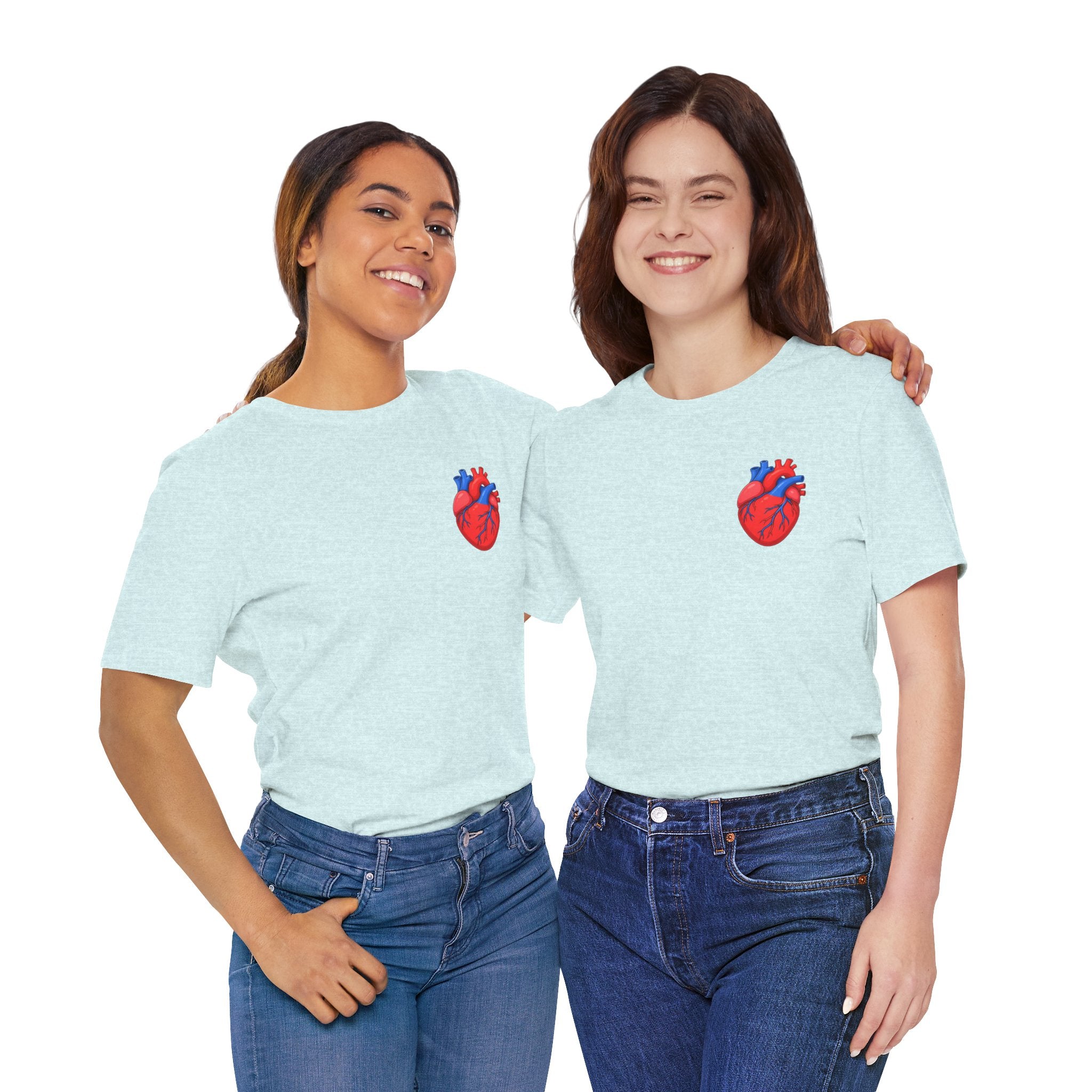 Anatomical Heart Chest Pocket T Shirt Red Blue Heart Tee Medical Heart Graphic Shirt