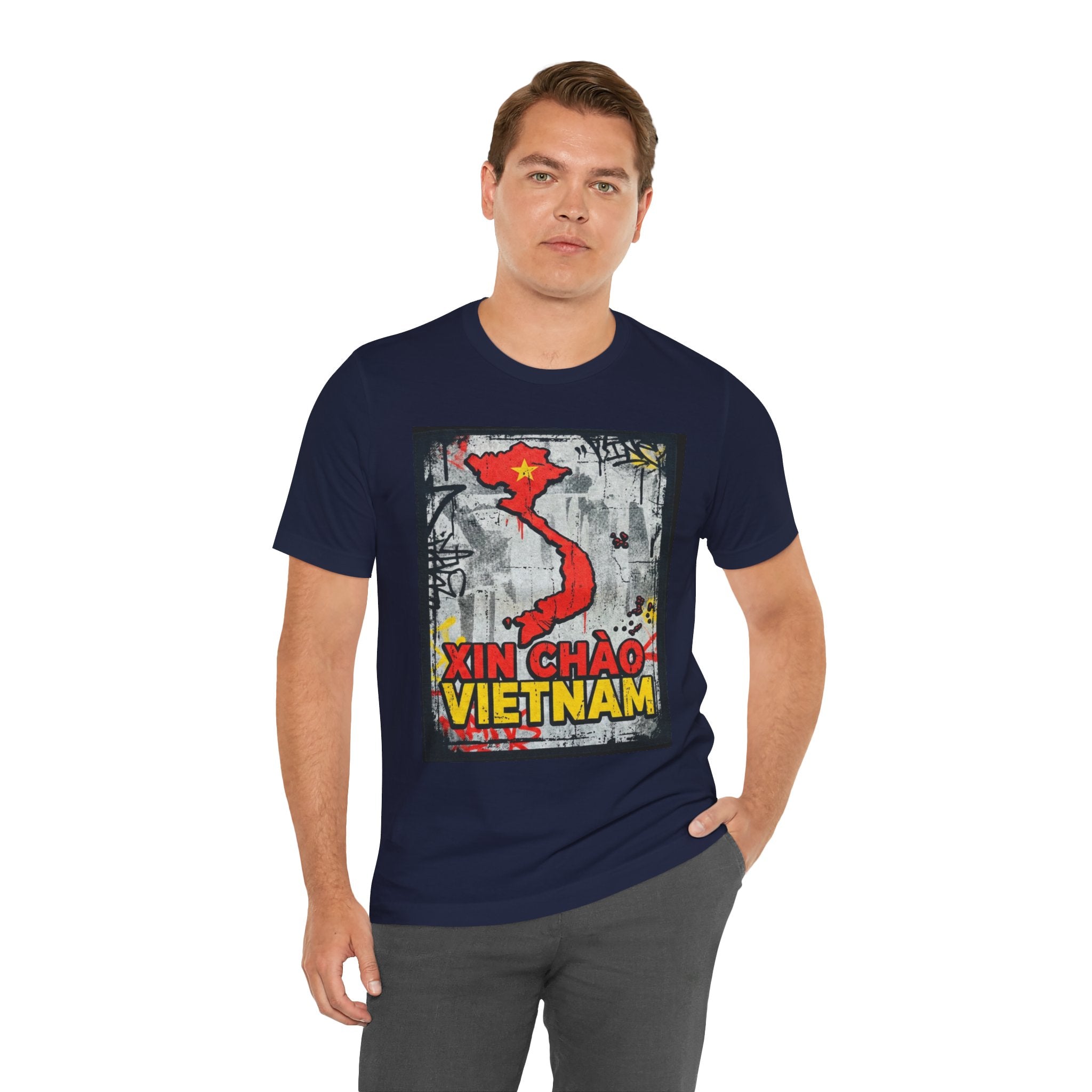 Xin Chao Vietnam T-Shirt Vietnam Map Graffiti Design Asian Travel Tee Vietnam Shirt Streetwear Graphic Unisex Gift