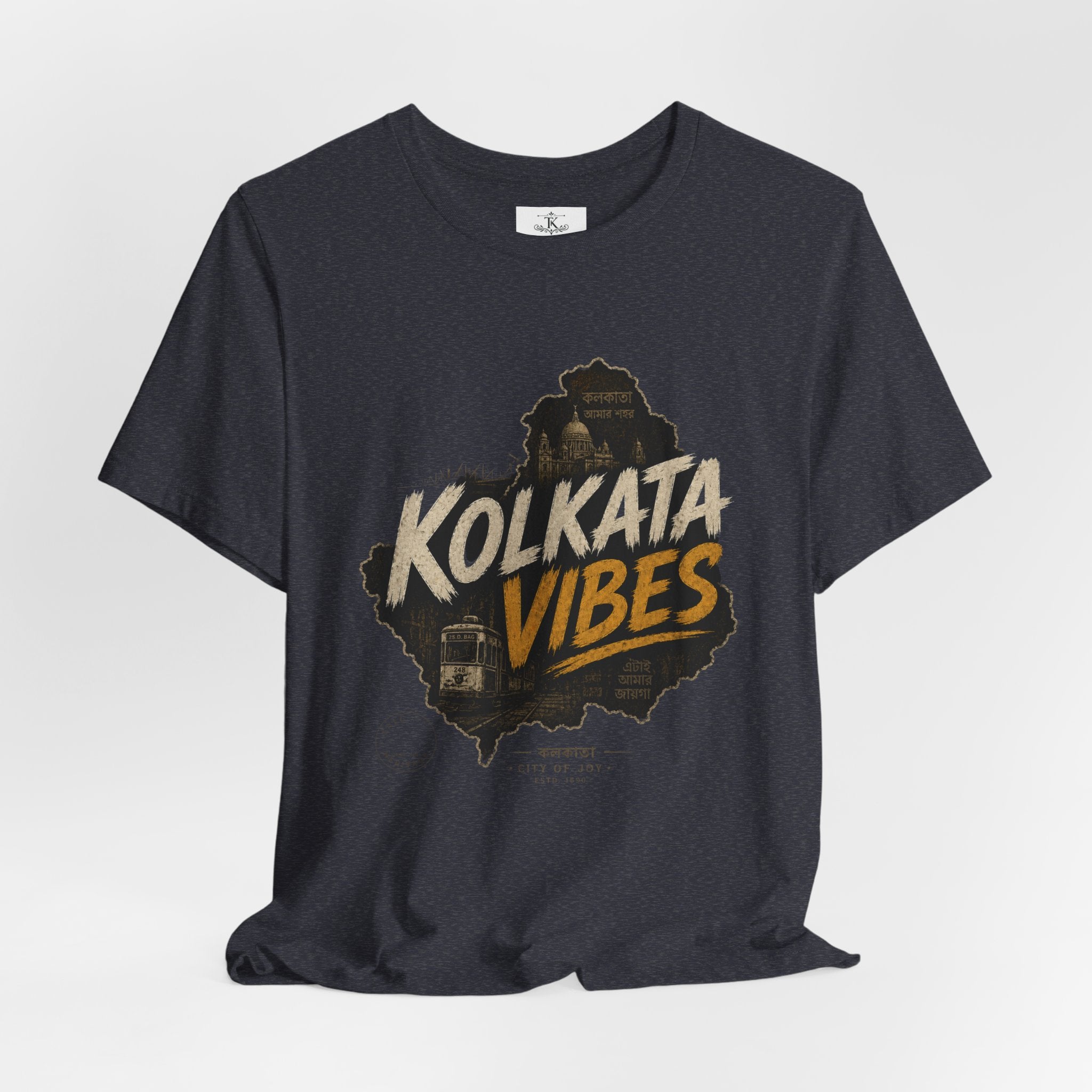 Kolkata Vibes T-Shirt Indian City Skyline Tee Vintage Tram Design Kolkata Shirt West Bengal Pride Unisex Gift