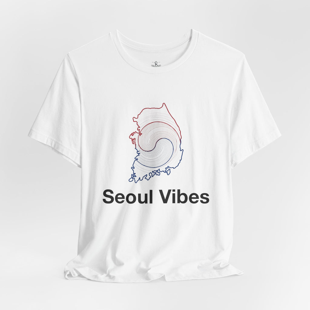 Seoul Vibes T-Shirt – Korea Map Graphic Tee, Minimalist Hangul Aesthetic Shirt, Korean Streetwear Unisex Graphic Tee