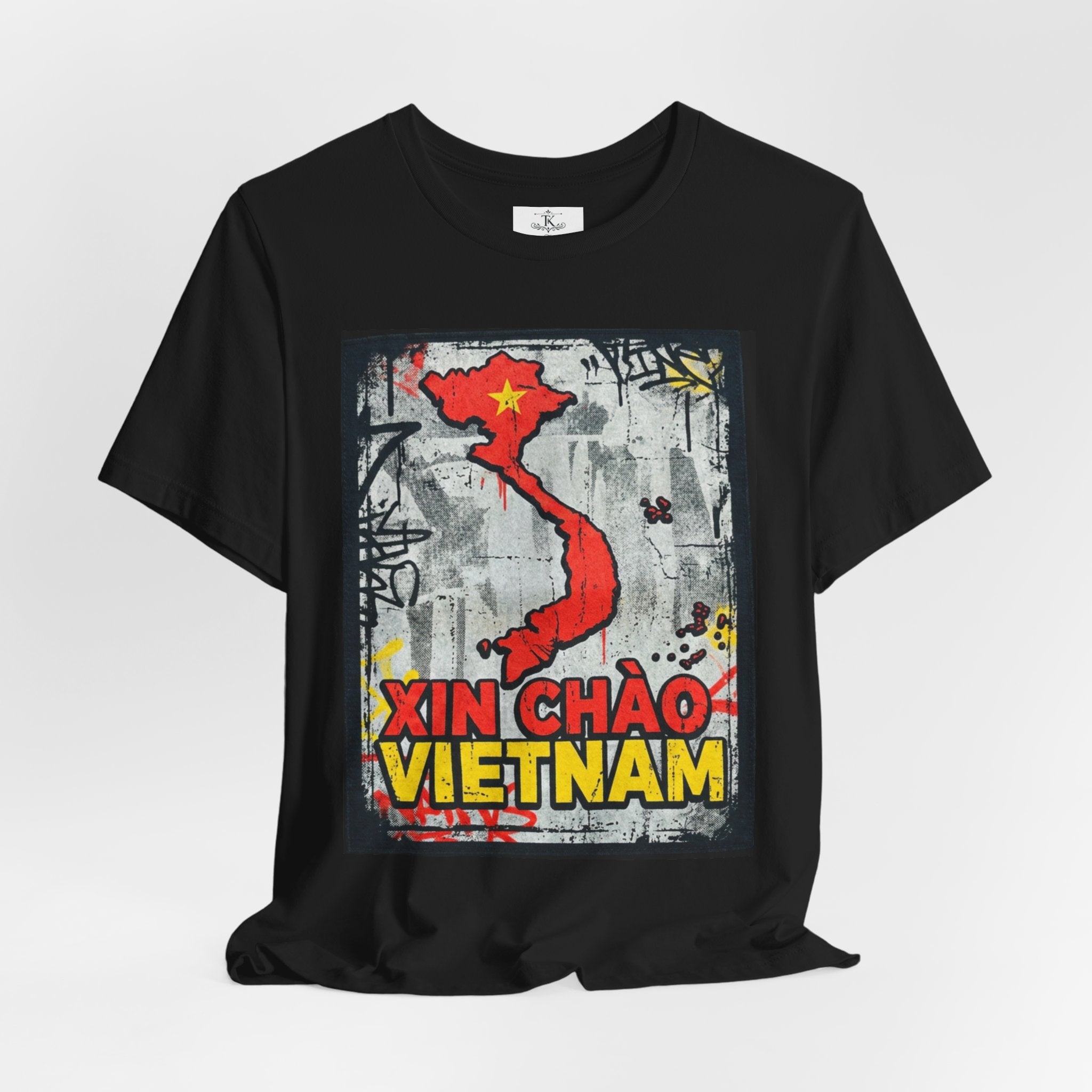 Xin Chao Vietnam T-Shirt Vietnam Map Graffiti Design Asian Travel Tee Vietnam Shirt Streetwear Graphic Unisex Gift