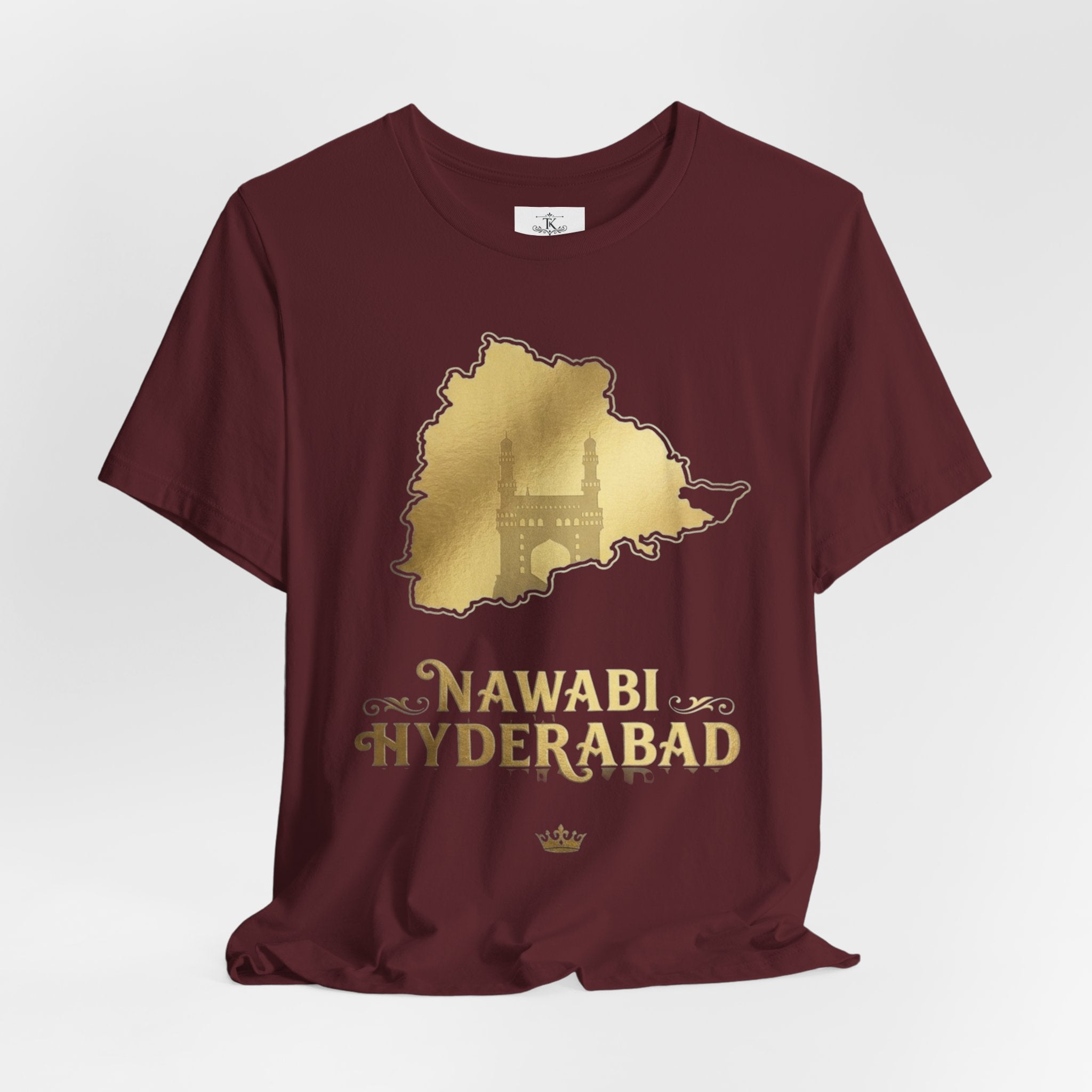 Nawabi Hyderabad T-Shirt Gold Map Graphic Tee Hyderabad Shirt Charminar Design Telangana Pride Unisex Gift