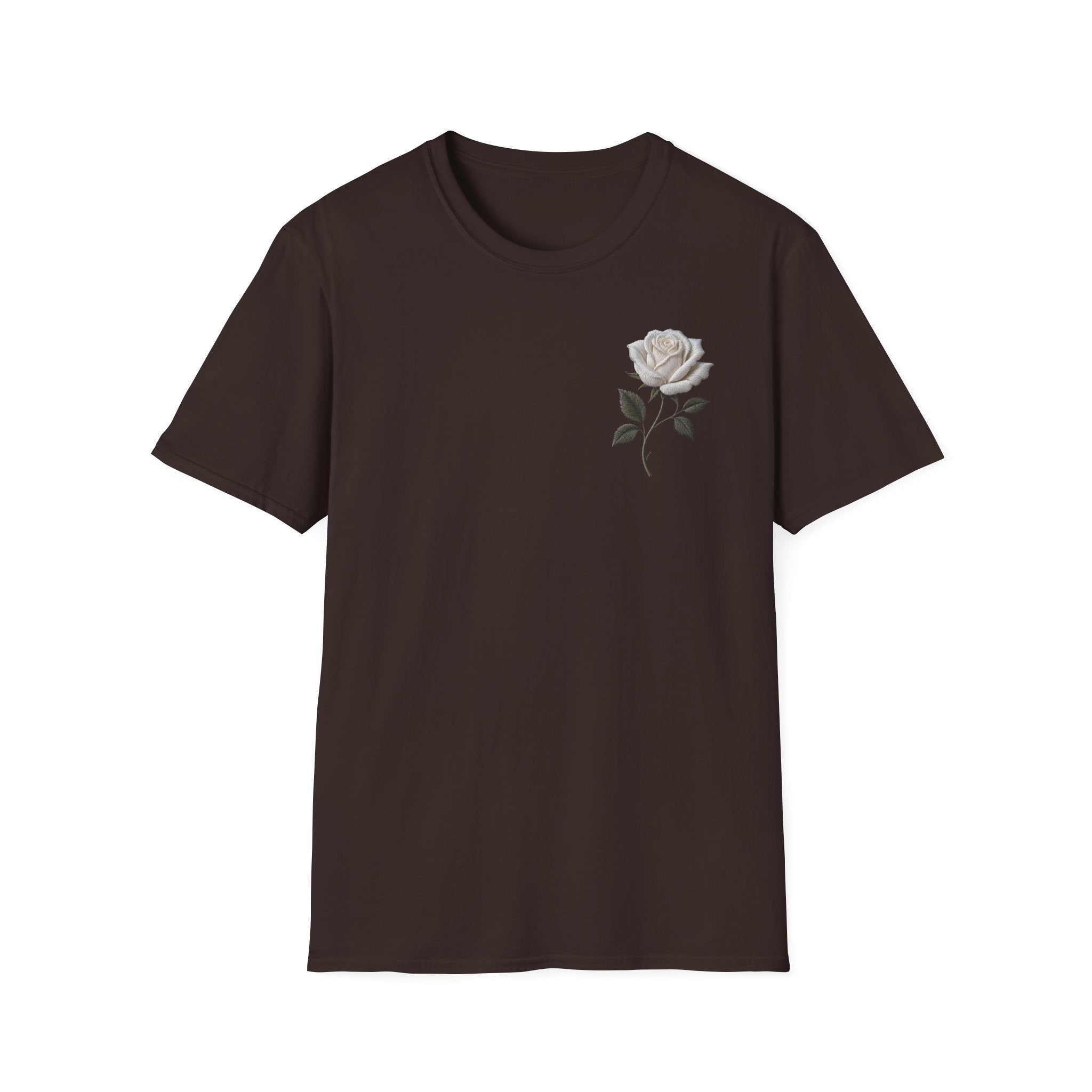 White Rose Chest T Shirt Minimal Floral Tee Rose Graphic Shirt Aesthetic Flower Shirt Simple Botanical Tee Unisex
